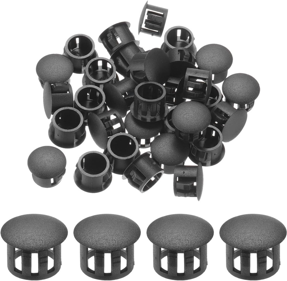Zwarte kunststof doppen voor gatenpaneel 64 stuks, 12 mm, eindkappen voor meubels