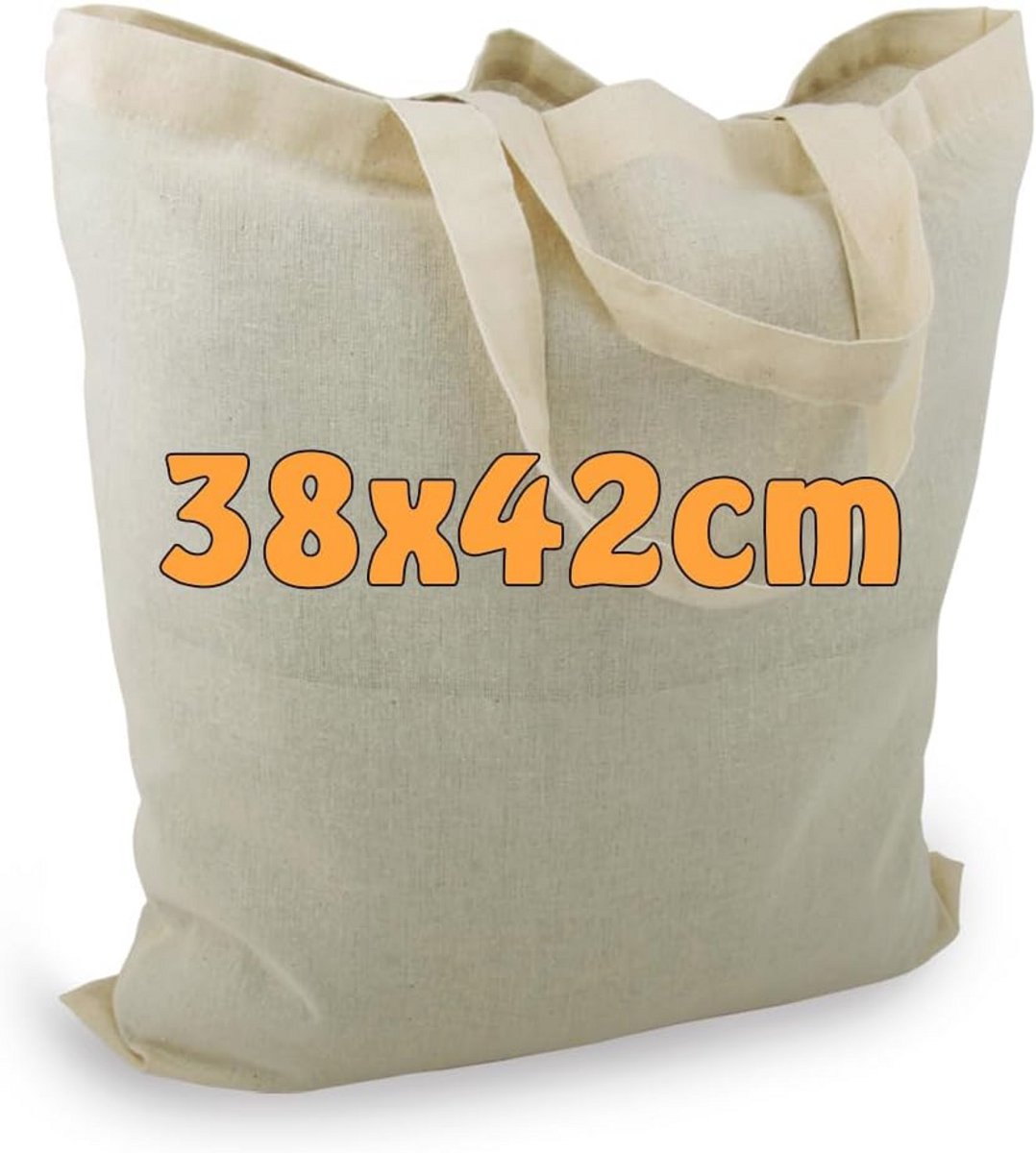 Katoenen tas jute tas onbedrukt met korte hengsels 38x42cm Öko-Tex gecertificeerd