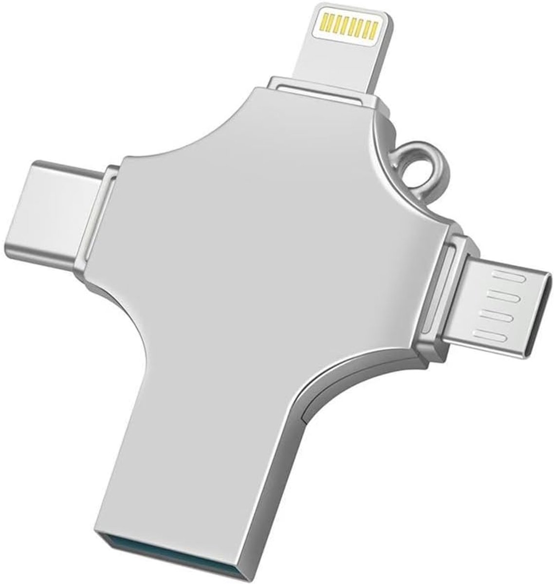 Daity 1-Pack - 4-in-1 USB-flashdrive voor mobiele telefoons, draagbaar opslagapparaat, USB-aansluiting met meerdere poorten, geschikt voor mobiele telefoons, tablets en computers (64 GB)