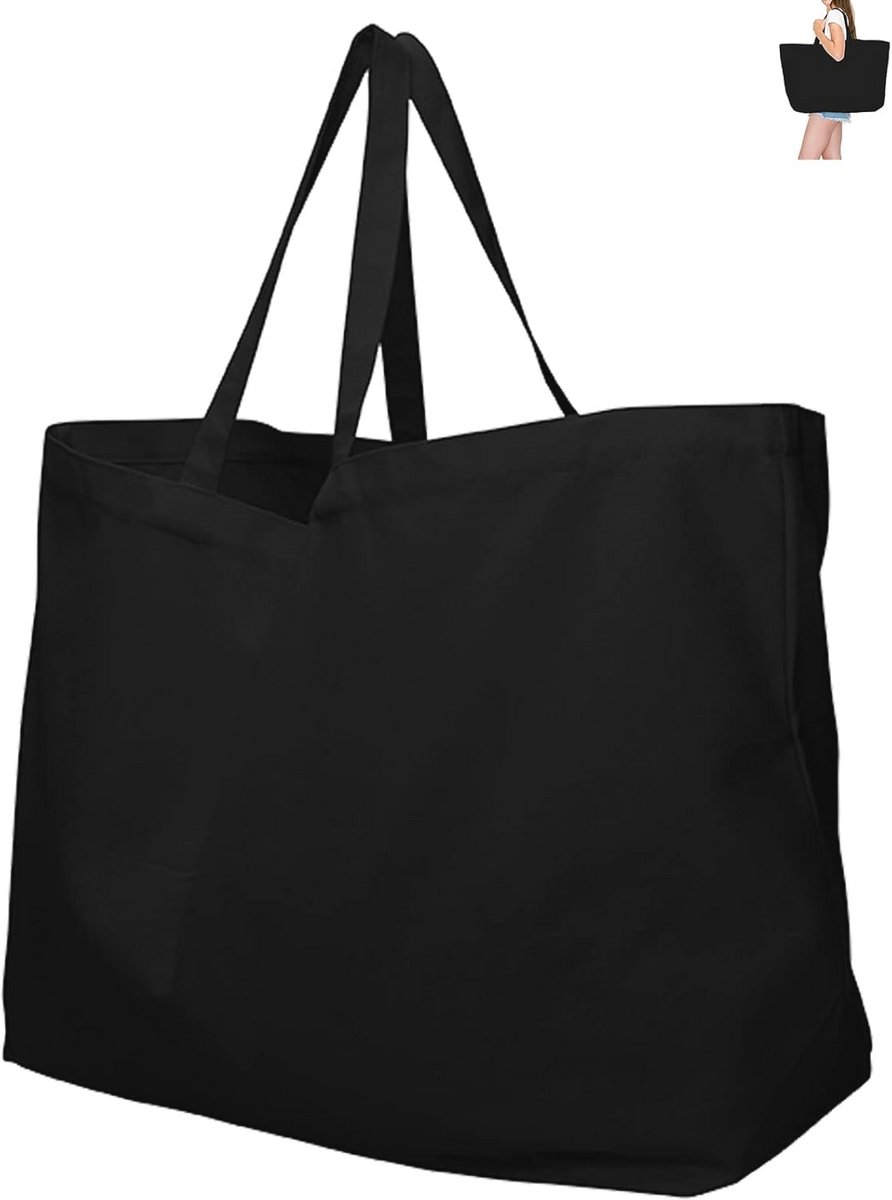 Extra grote canvas draagtas voor boodschappen en strand - herbruikbaar