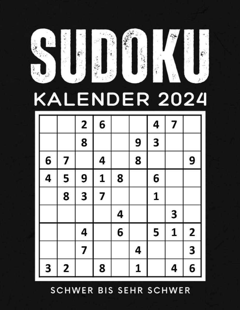 Sudoku Kalender 2024: Zware en Zeer Zware Puzzels voor Volwassenen en Senioren met Oplossingen