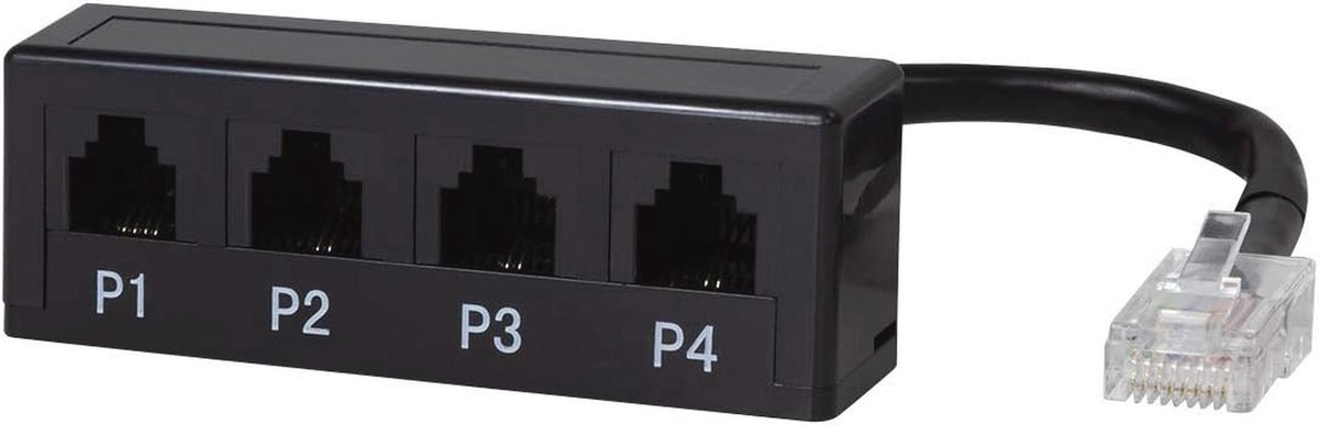 Modulaire adaptersplitter met 4 poorten voor RJ45 en RJ11