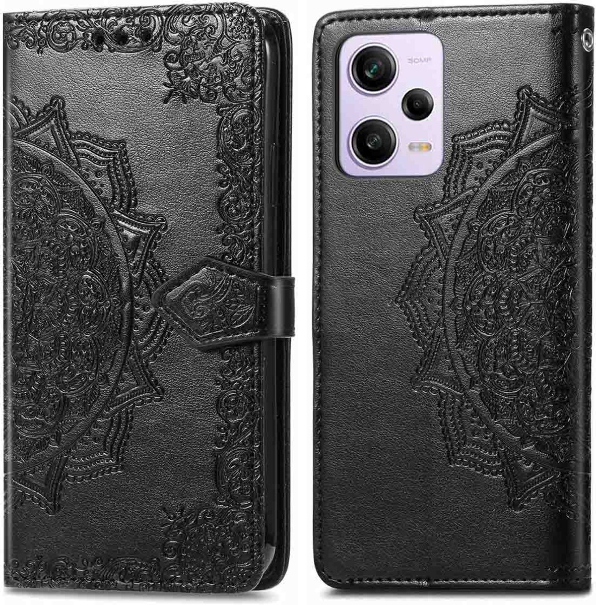 imoshion Hoesje - Geschikt voor Xiaomi Redmi Note 12 Pro - Mandala Bookcase - Zwart