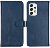 Selencia Hoesje - Geschikt voor Samsung Galaxy A53 - Echt Lederen Bookcase - Blauw