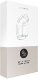 Emballage d'un étui de téléphone marron avec cordon, avec un dessin schématique du produit.