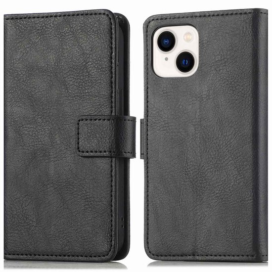 Coque pour iPhone 15 avec porte-cartes - Bookcase de Luxe iMoshion - Zwart