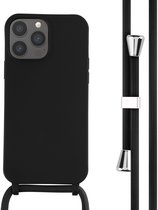 imoshion Hoesje - Geschikt voor Apple iPhone 13 Pro Max - Siliconen hoesje met koord - Zwart