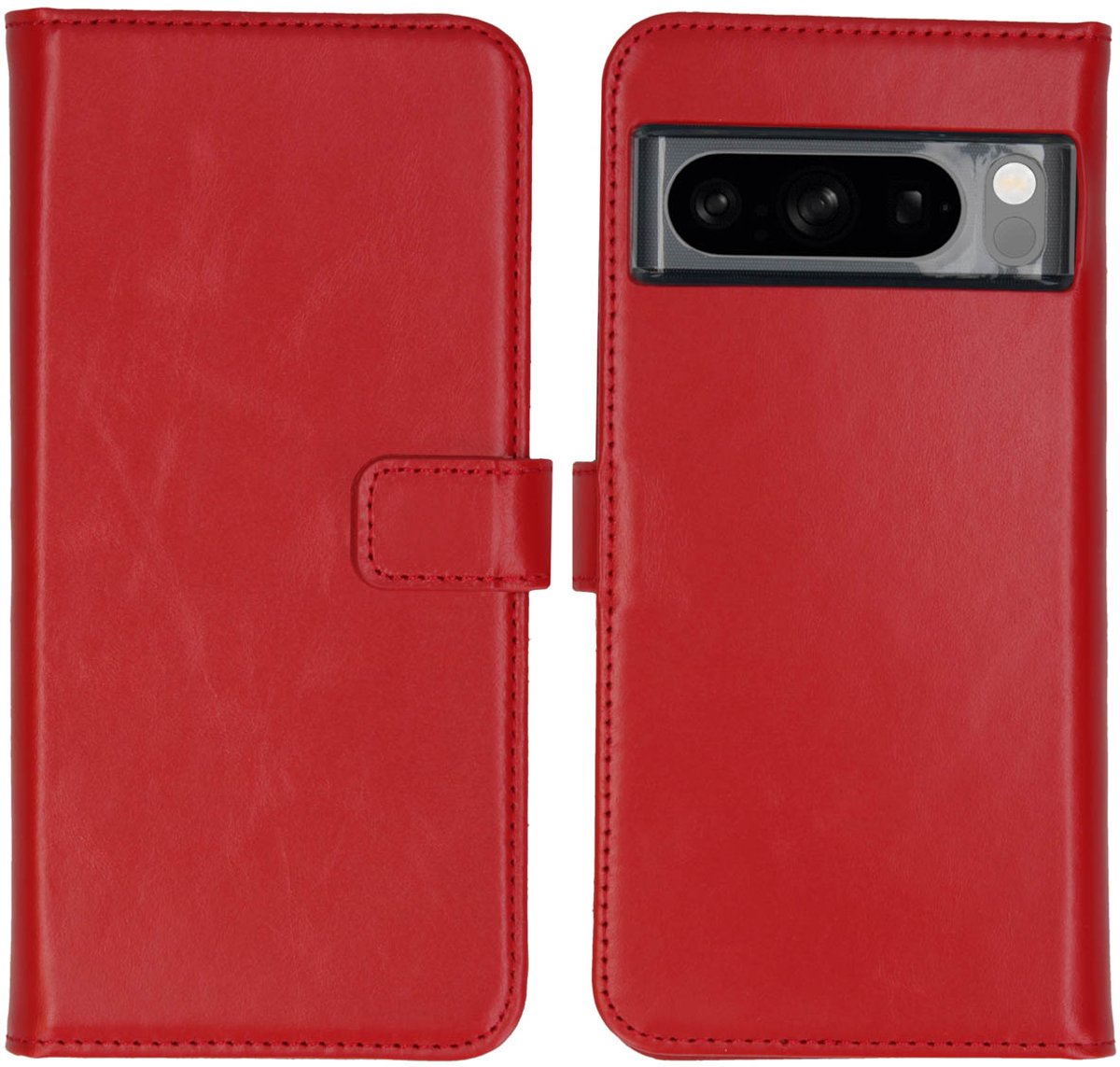 Selencia Hoesje - Geschikt voor Google Pixel 8 Pro - Echt Lederen Bookcase - Rood