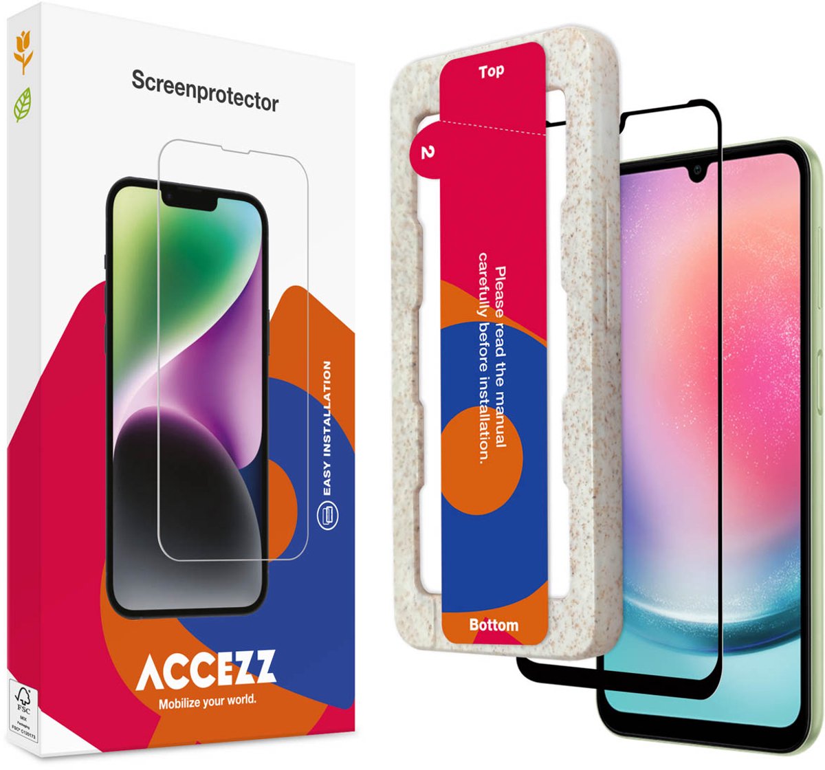 Accezz Screenprotector Geschikt voor Samsung Galaxy A25 - Accezz Gehard glas Full Cover screenprotector met bio applicator