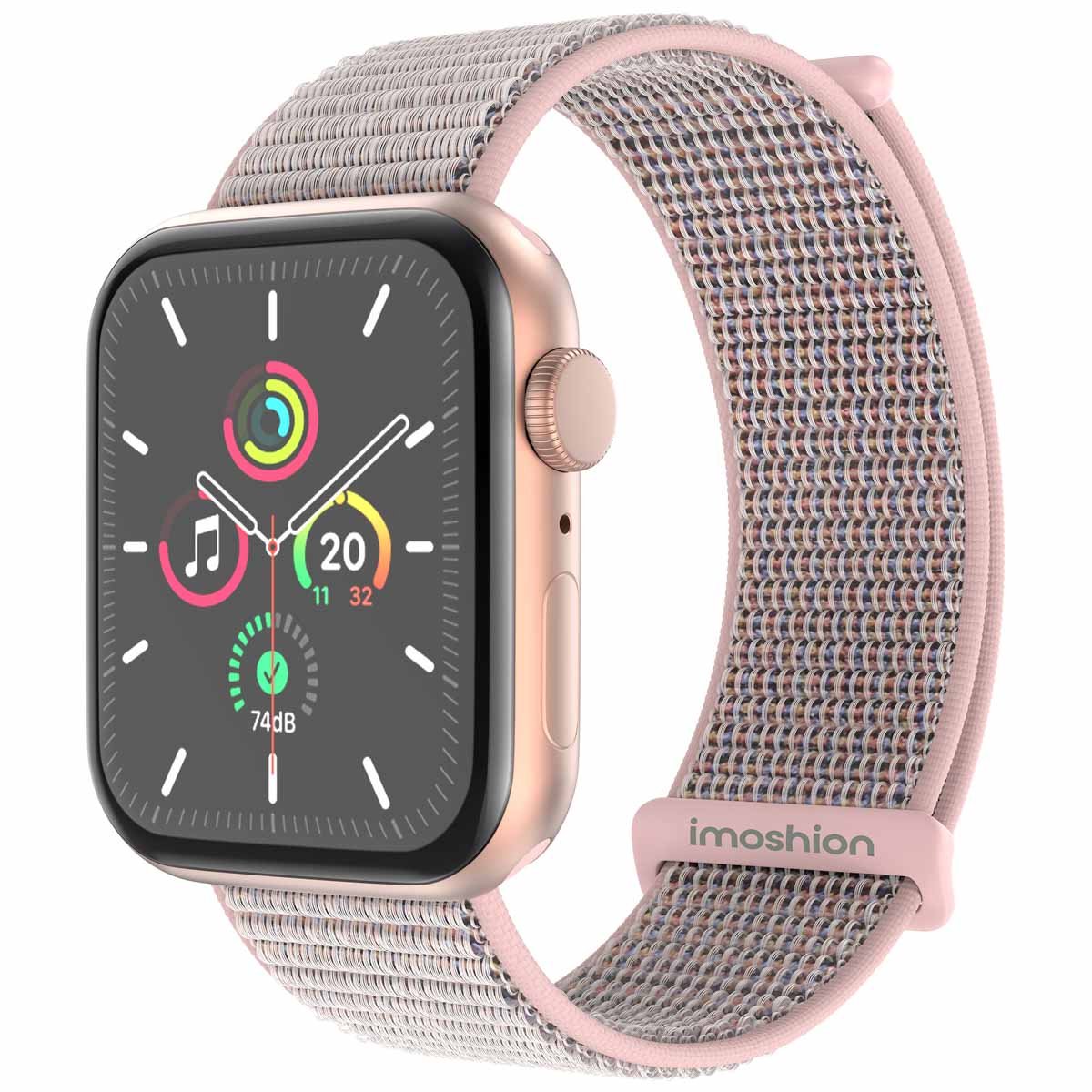 iMoshion Nylon⁺ bandje geschikt geschikt voor Apple Watch Series 1 / 2 / 3 / 4 / 5 / 6 / 7 / 8 / 9 / SE / Ultra (2) - 42 / 44 / 45 / 49 mm - Pink Sand