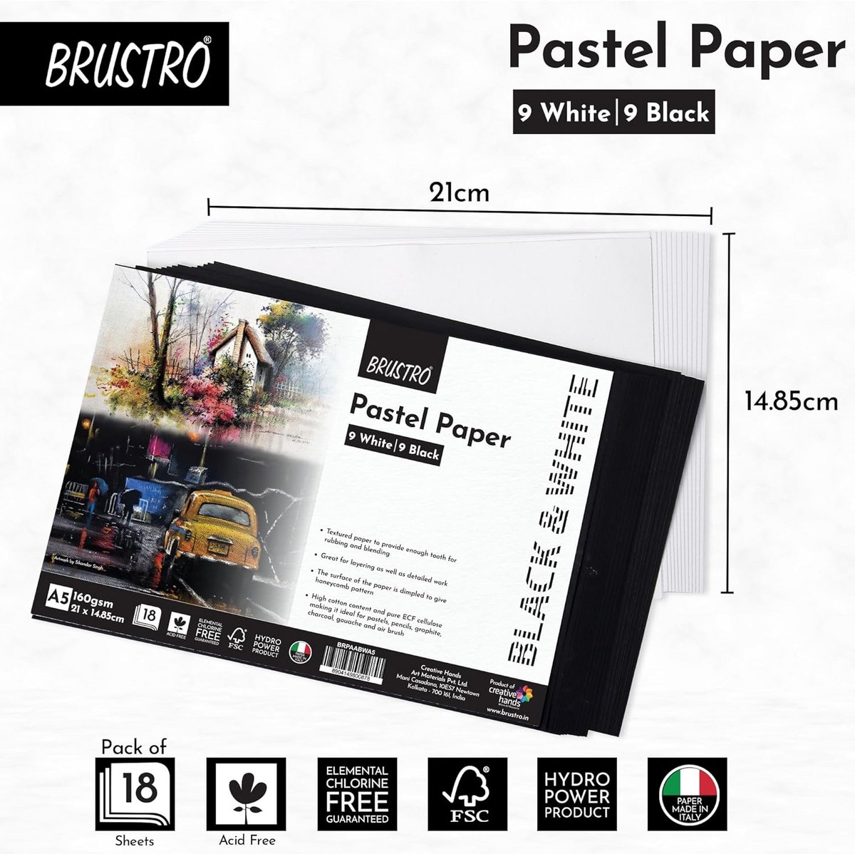 Pastelpapier A5 Set van 18 - 160 GSM, Ideaal voor Pastelkleuren, Kleurpotlood, Grafiet en Houtskool — cadeau in Hobby - foto 4
