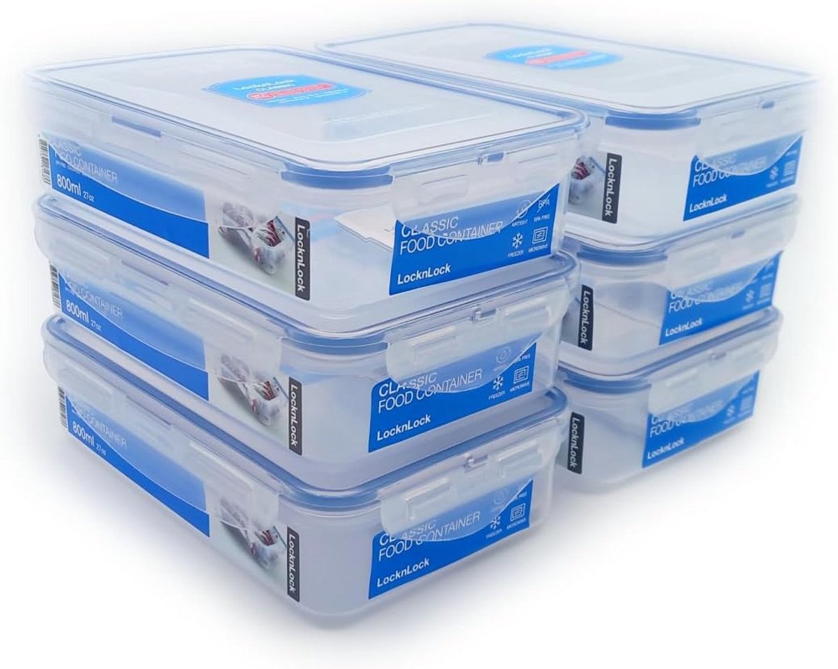 Luchtdichte Rechthoekige Vershouddozen - 770 ml - Set van 6 Stuks
