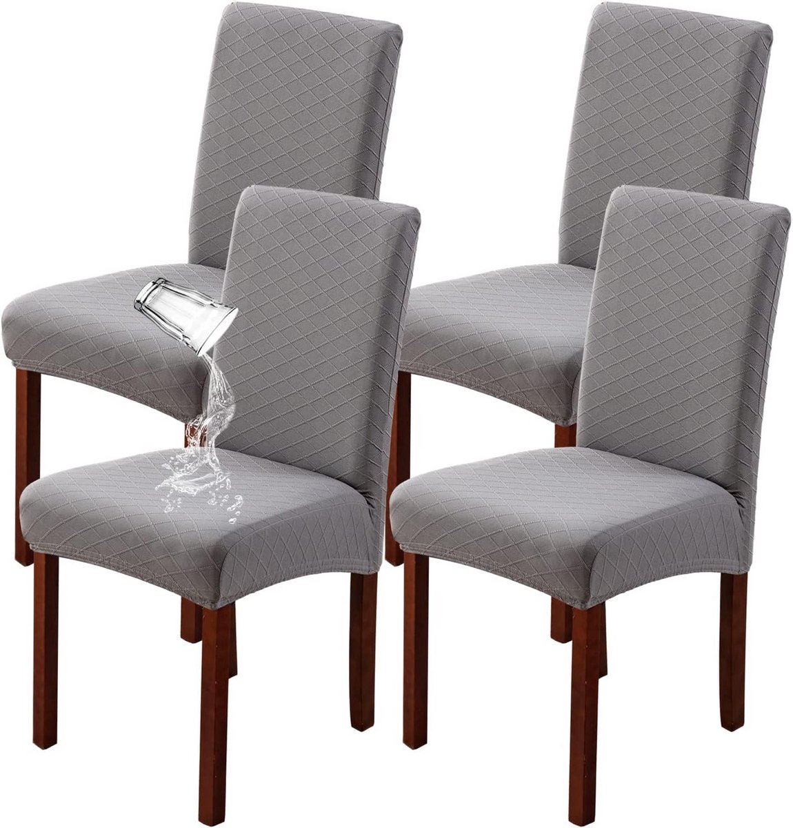 Moderne elastische eetkamerstoelhoezen - 4 of 6 stuks, wasbare en afneembare hoezen voor keukenstoelen