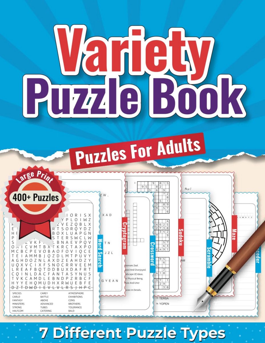 Groot Letter Puzzelboek voor Volwassenen en Senioren met Meer dan 400 Uitdagende Puzzels