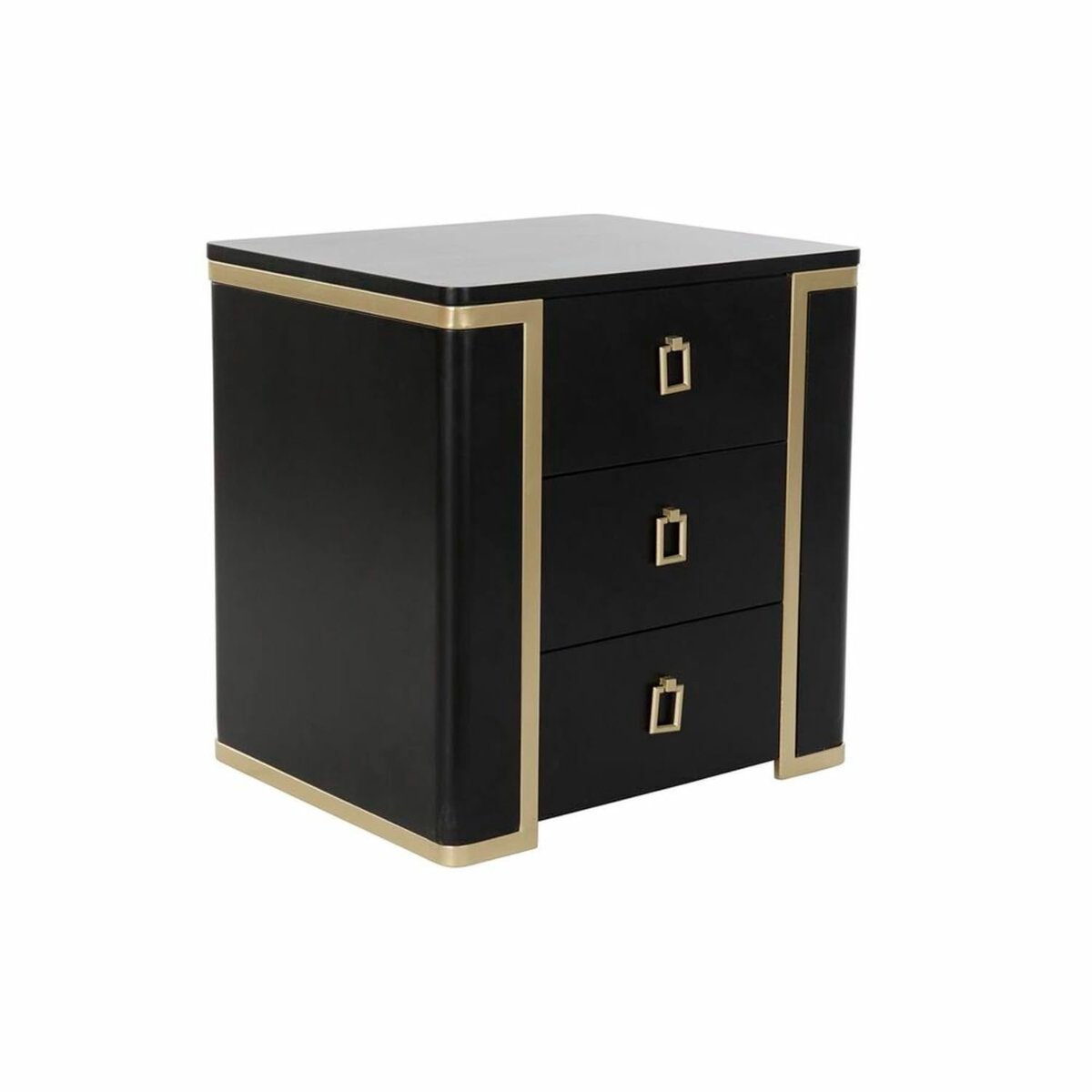 Unyqoos Elegante nachtkast met hout en metaal in zwart en goud design
