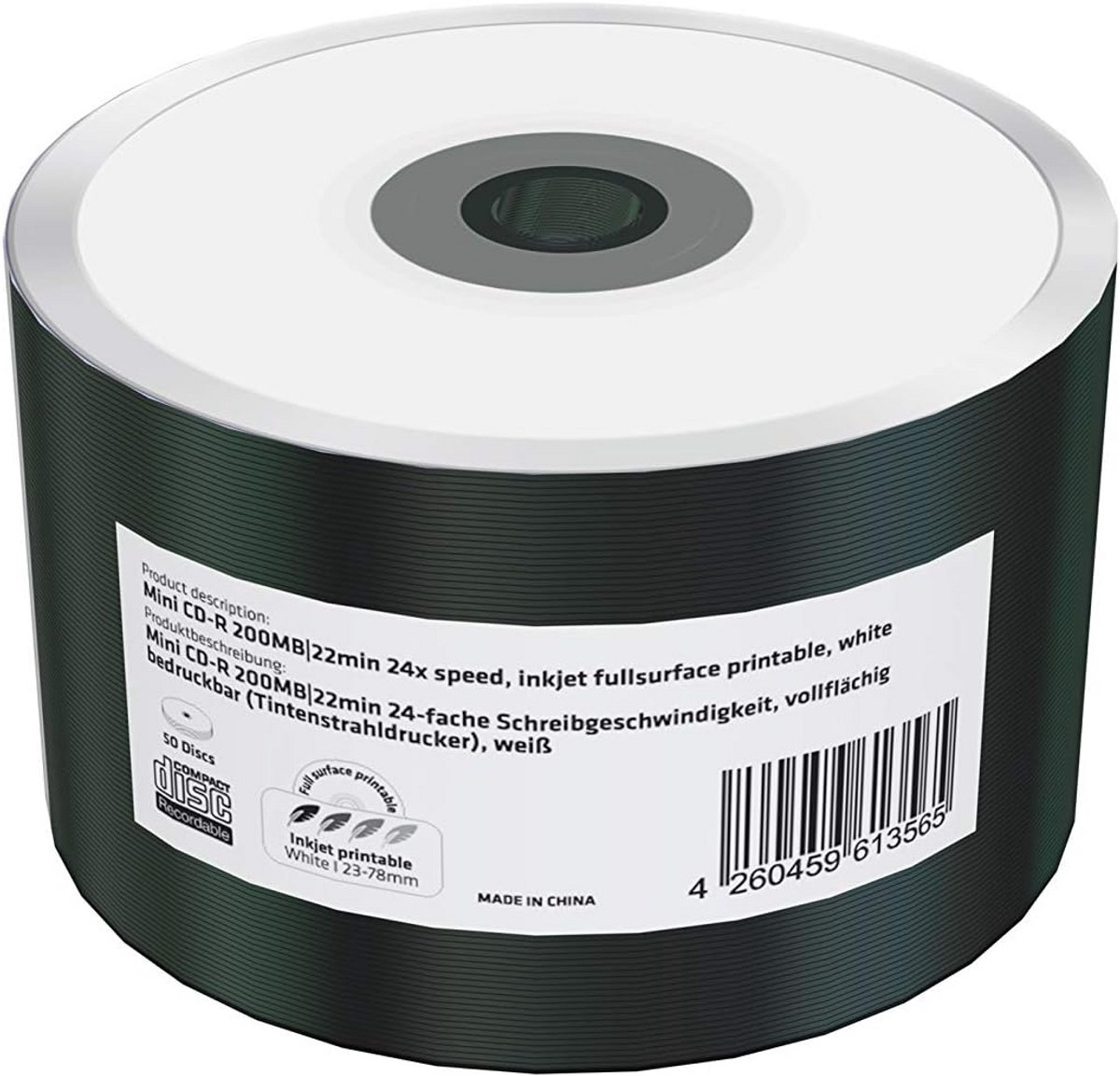 Mini CD-R 200MB - 22min - 24x schrijfsnelheid - Volledig bedrukt - Pak van 50 stuks