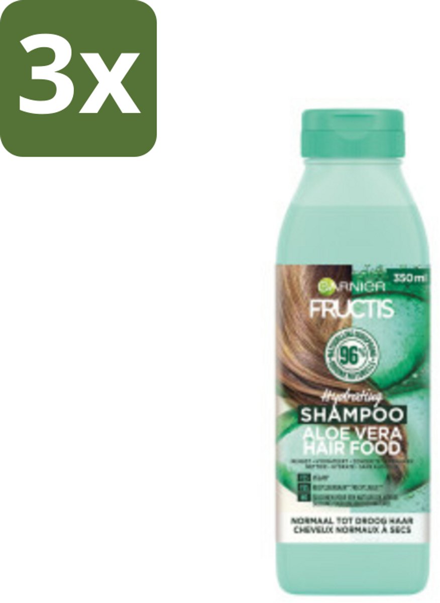 Garnier - Fructis Hair Food Aloe Vera - Shampoo - Normaal tot Droog Haar - 350 ml - Bulkverpakking - 3 stuks