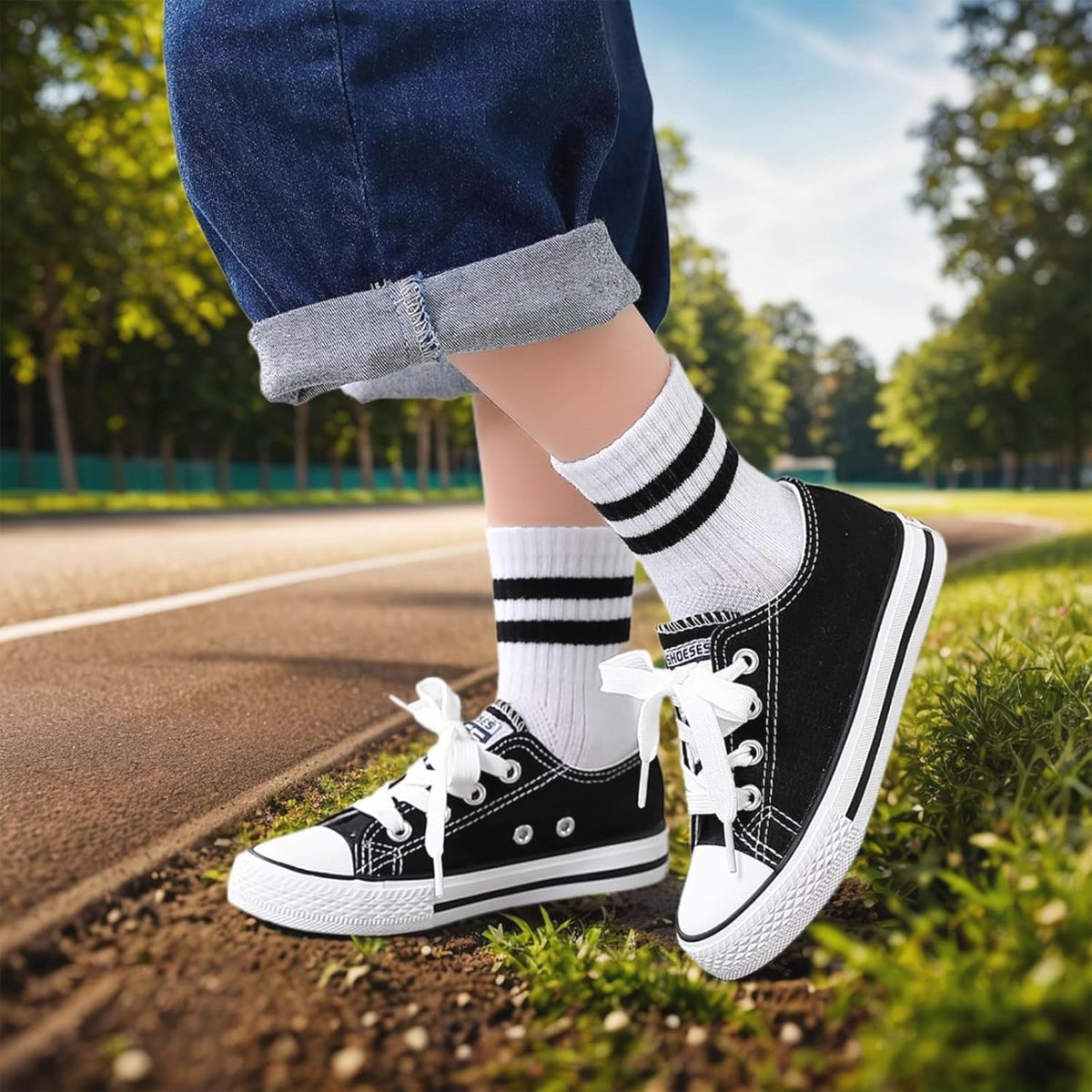 12 paar unisex tennissokken voor kinderen - comfortabele katoenen sportsokken