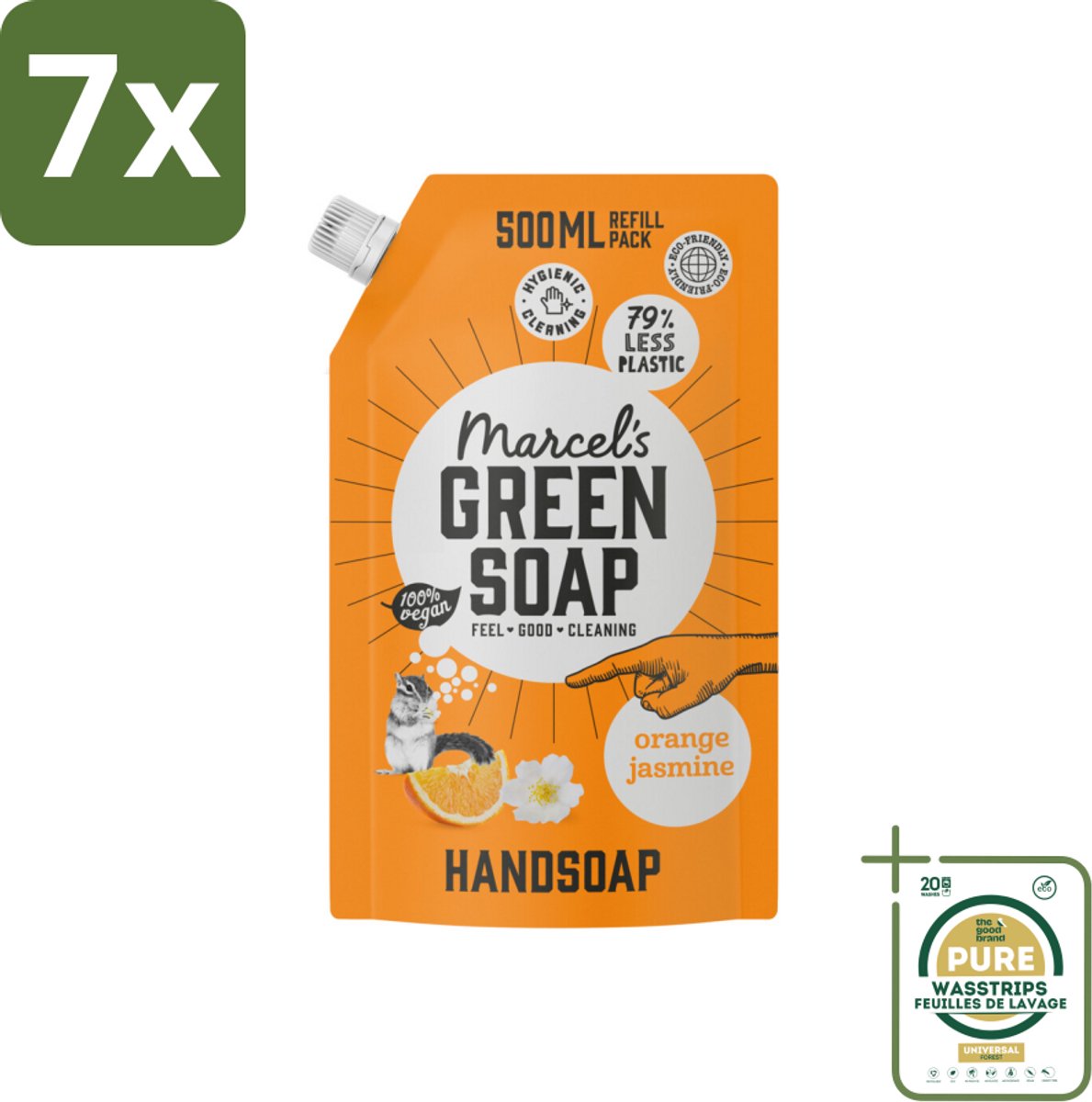 7 x Marcel’s Green Soap – Handzeep Navulling – Sinaasappel & Jasmijn – 500 ml - Grootverpakking - Kabel - Kabels - Kabelsysteem - Kabelsysteem