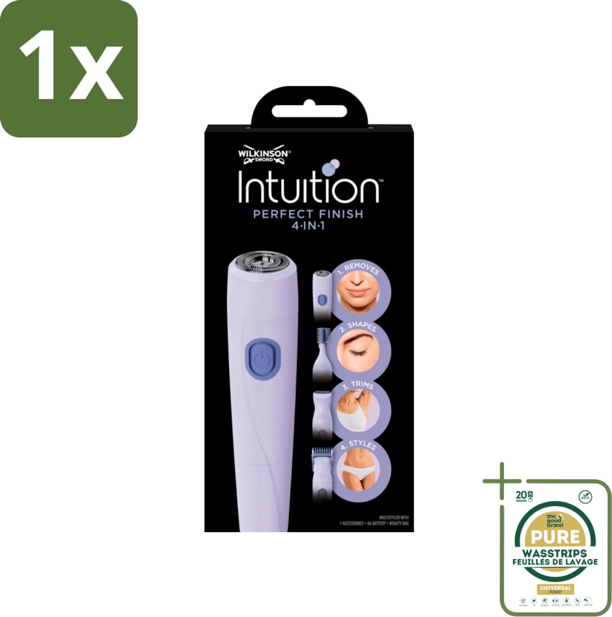 1 x Wilkinson Sword - Trimmer - Intuition Perfect Finish 4-in-1 - Gezicht en Lichaam - 1 scheerapparaat- Gezichts- En Lichaamshaar Verwijderen - Trimmer Voor Wenkbrauwen - Trimmer Voor Gezicht - Trimmer Voor Oksels - Trimmer Voor Bikini