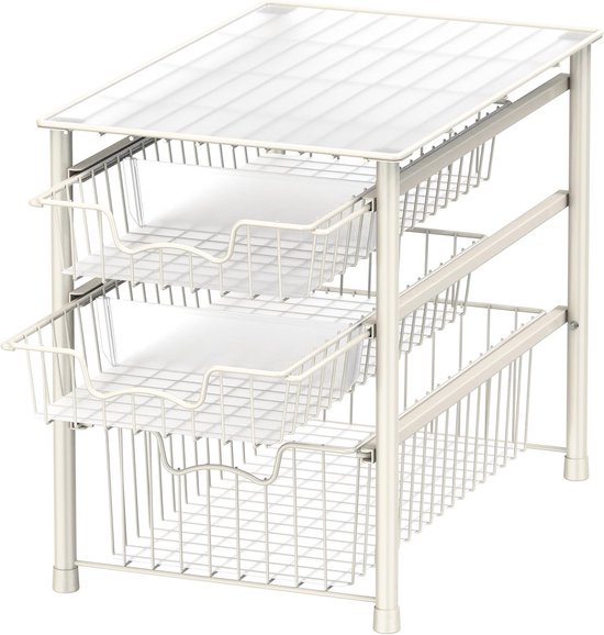 Metalen draadmand met wielen, 3-laags stapelbare rollende fruitmand Utility- rek, opslagorganisatorbak voor keuken, pantry-kast, slaapkamer, badkamer, 5 manden