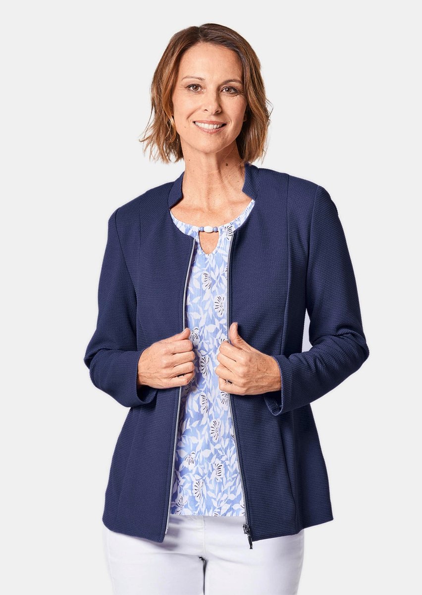 Goldner Jerseyblazer Structurele blazer met ronde hals
