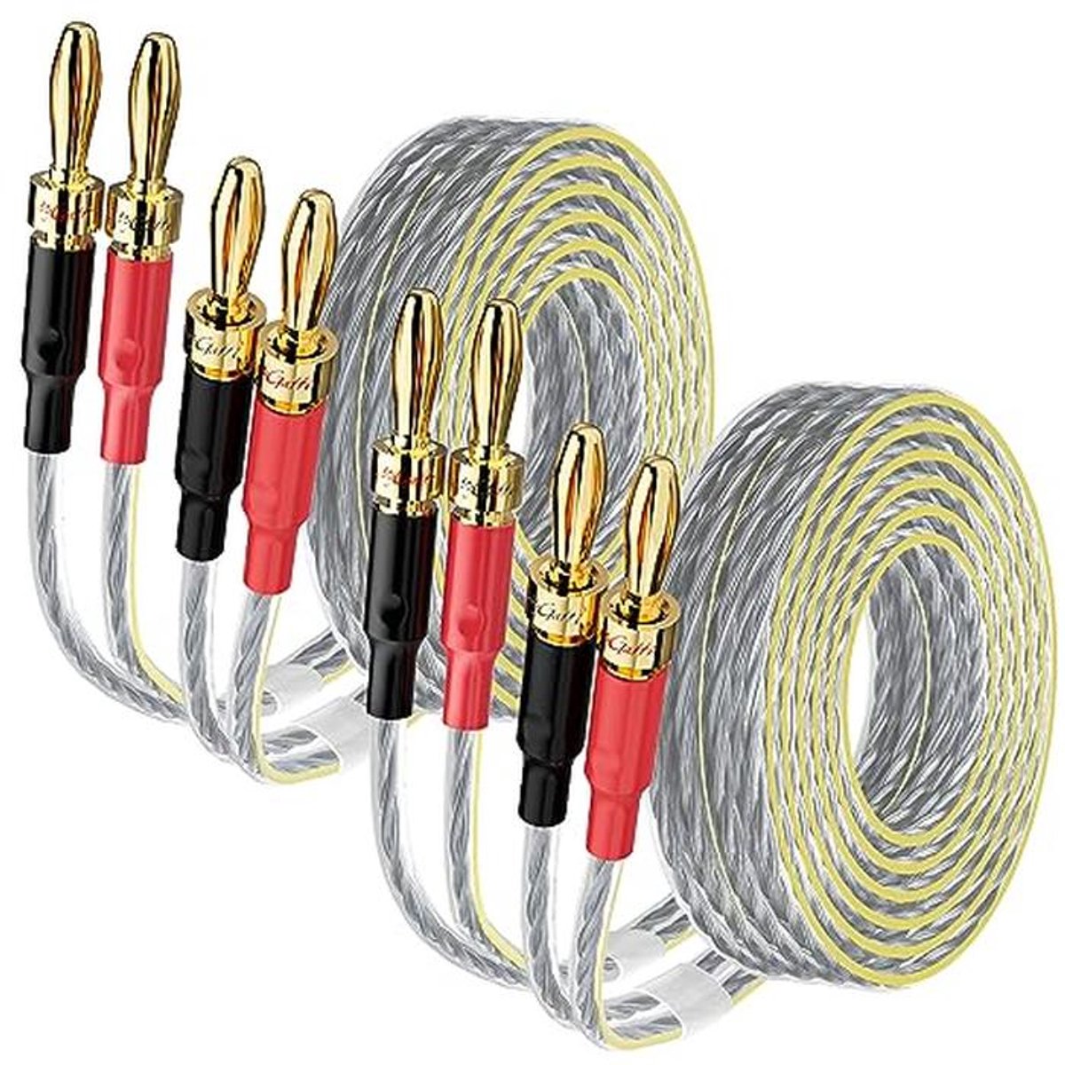16AWG Luidsprekerdraad met Banaanstekkers - 10 FT, Plat Design, Hoge Geluidskwaliteit