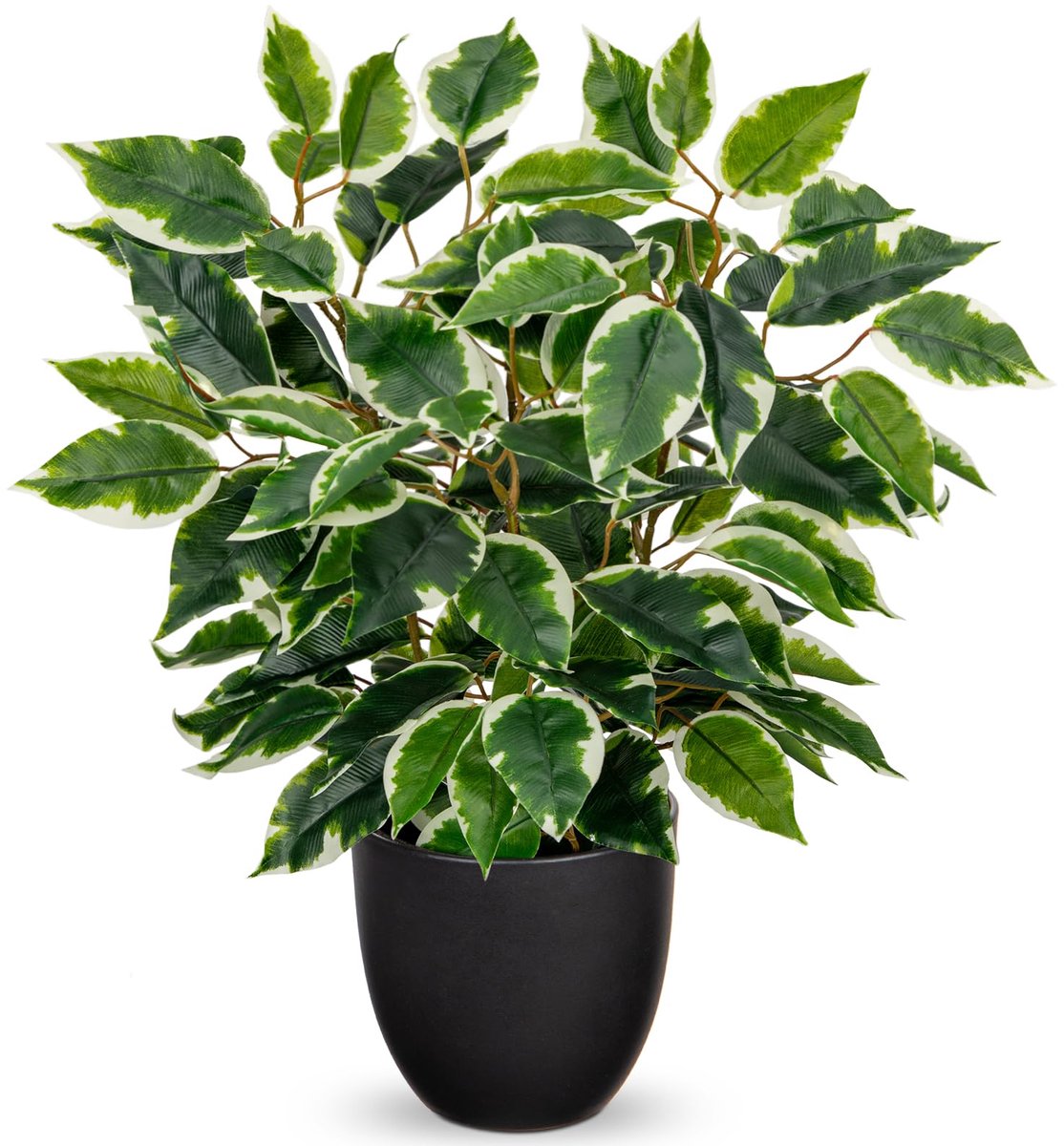 Unyqoos Decoratieve kunstplant ficus in pot voor elke ruimte en interieurstijl Groen en wit