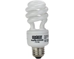 Exo Terra Reptile UVB 100 Tropical Terrarium Lamp, Compact UVB Lamp for Tropical and Subtropical Reptiles, 13 W, E27 Socket, White