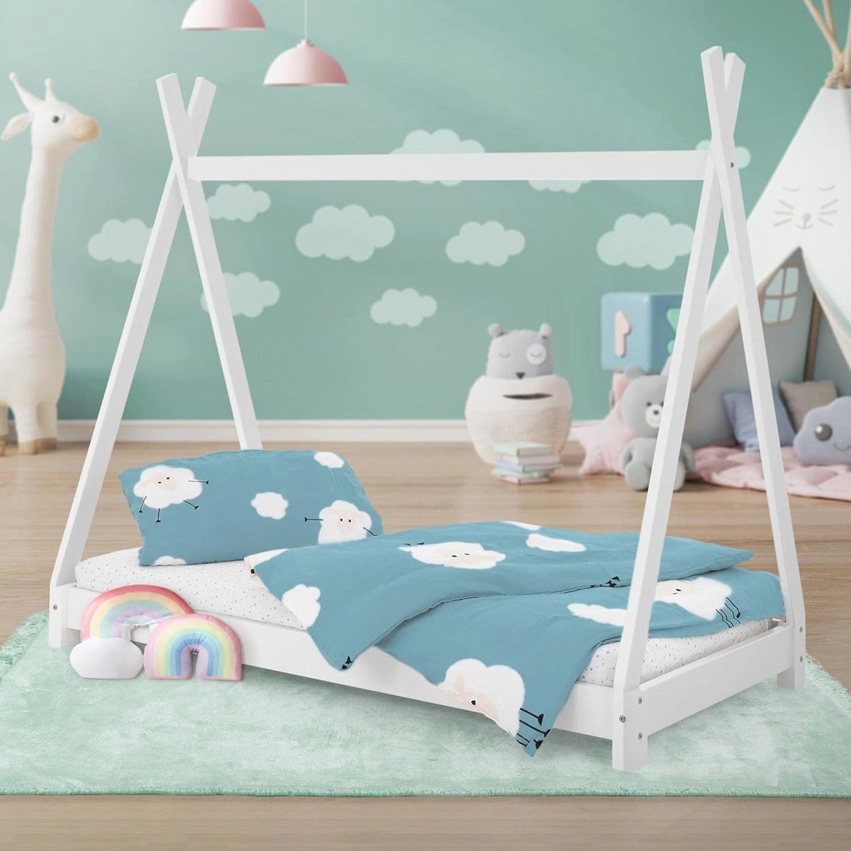 Tipi Kinderbed 80 x 160 cm van Massief Hout - Speelbed voor Jongens en Meisjes