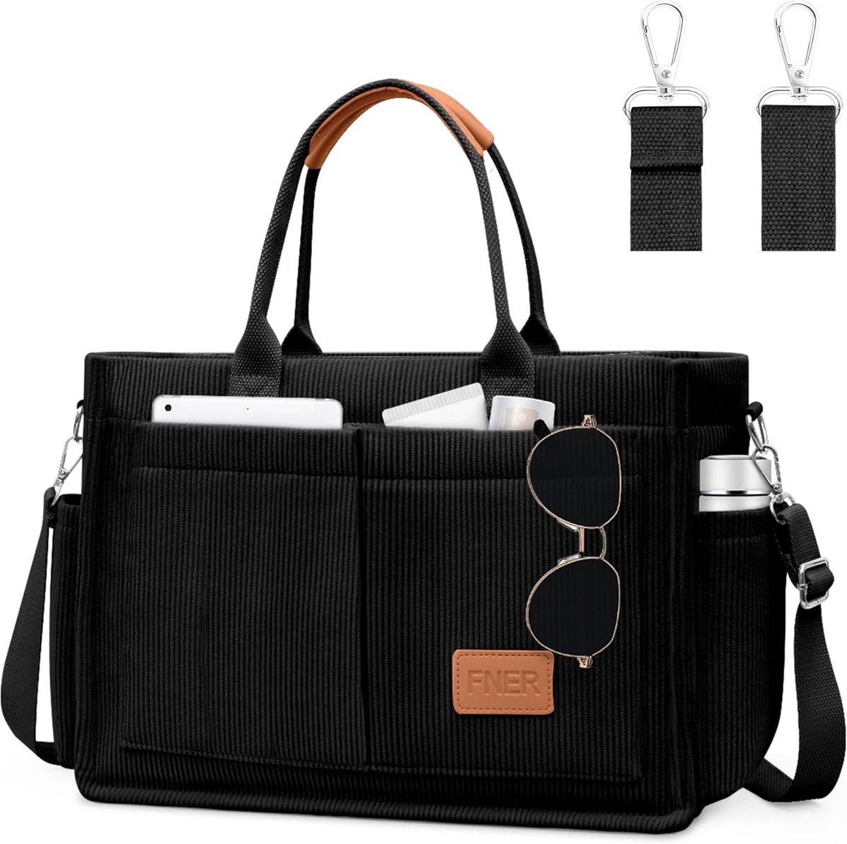 Grote Corduroy Handtas Dames - Schoudertas en Crossbody Tas met Verstelbare Band
