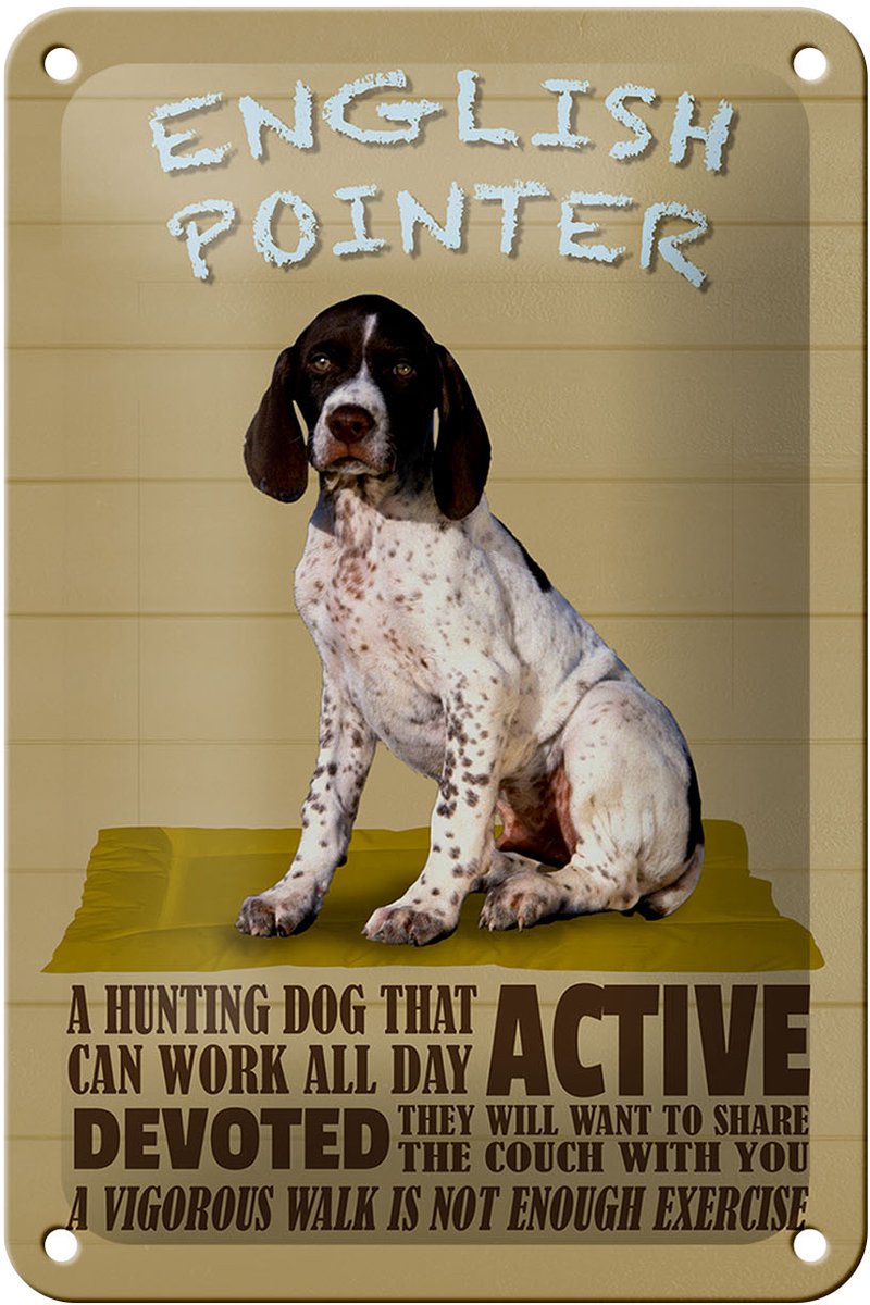 Blechschild Spruch 12x18cm English Pointer Hund active