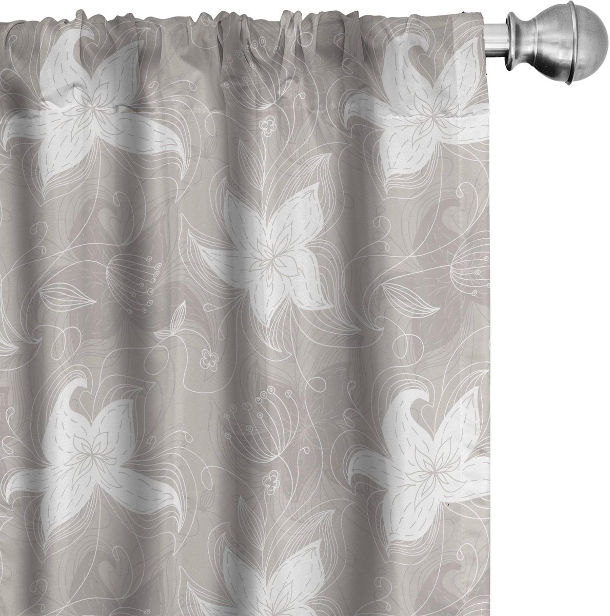 ABAKUHAUS Blatt gordijnen – 2x75x245 cm – microvezel – taupe/wit Warm Taupe