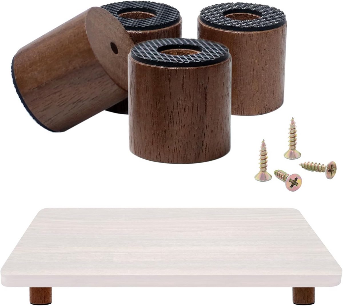 Anti-slip Houten Voetjes voor Snijplank - Set van 4 - Beschermt Tafel en Plaat