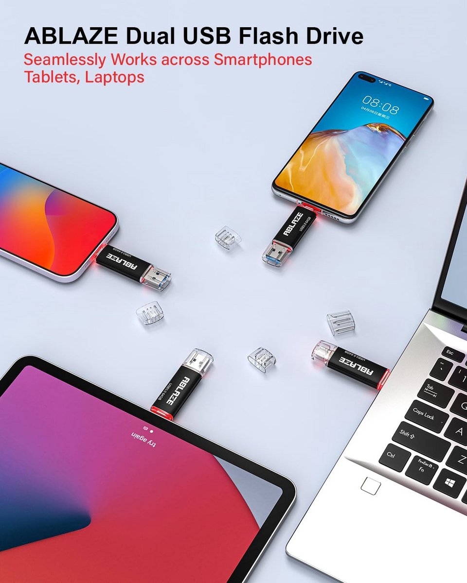 Set van 10 OTG USB-C & USB 2.0 Flash Drives (32GB) - Dual Connectiviteit voor Telefoon en Laptop