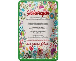 Blechschild Spruch 12x18 cm Gartenregeln Garten ist Ort der Vielfalt Schild