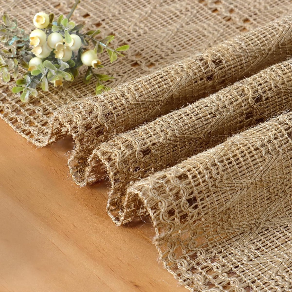 Boho Jute Tafelloper Macrame Rustiek 230 cm voor Eettafel en Dressoir Decoratie