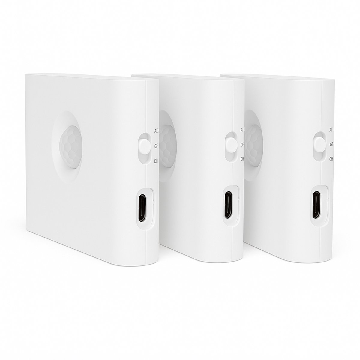 Wandlampjes met Bewegingssensor - Set van 3 - Oplaadbare LED Nachtlamp - Warm Wit - Draadloze Kast- & Trapverlichting - USB-C -Wit