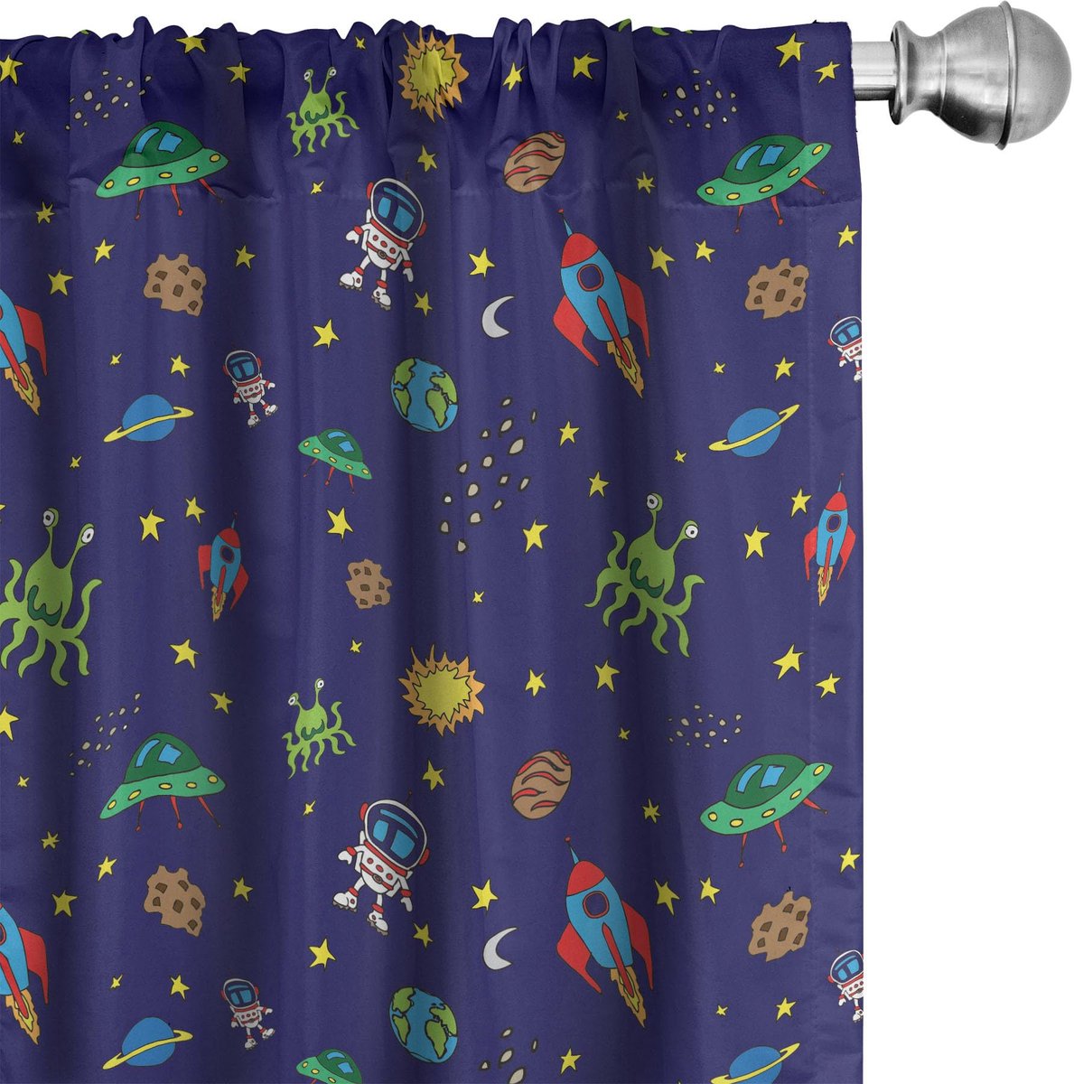 ABAKUHAUS Platz – Gordijnen – Doodle Cosmos-elementen – 2x75x175 cm – Meerdere kleuren Mehrfarbig