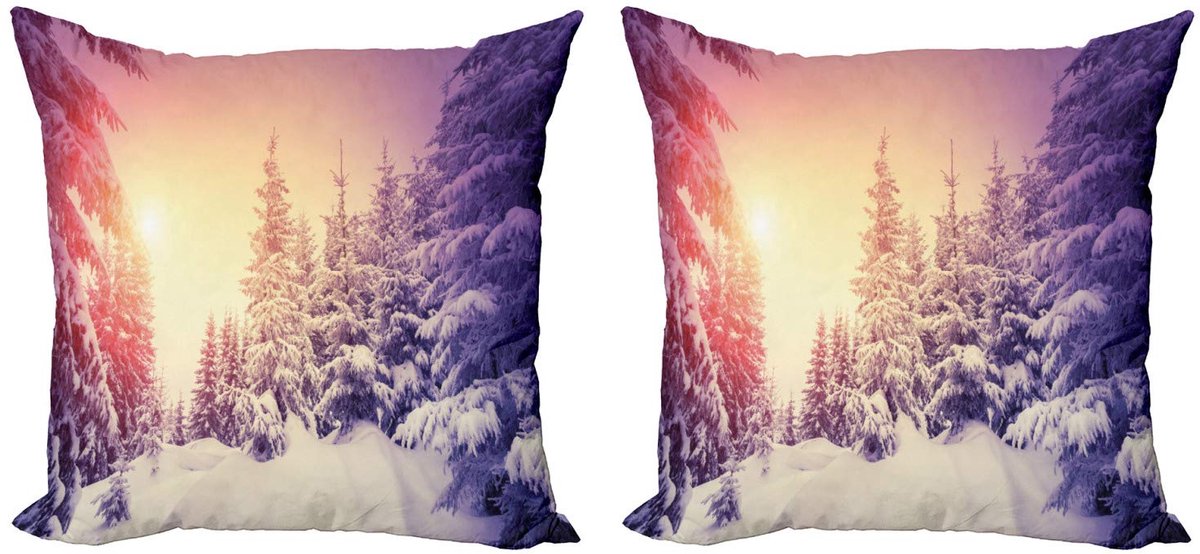 ABAKUHAUS Winterkussenhoes 2x45x45 cm – Dubbelzijdige print – Mikrofaser Blasse Erdegelb