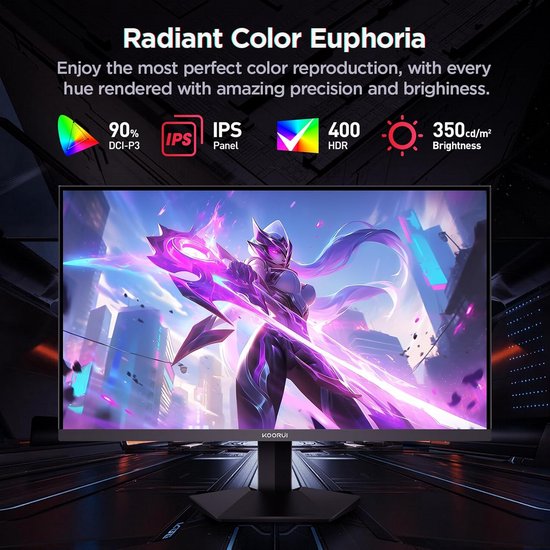 24 Inch QHD 1440P Gaming Monitor 180Hz IPS 1ms Adaptive Sync — afbeelding 4