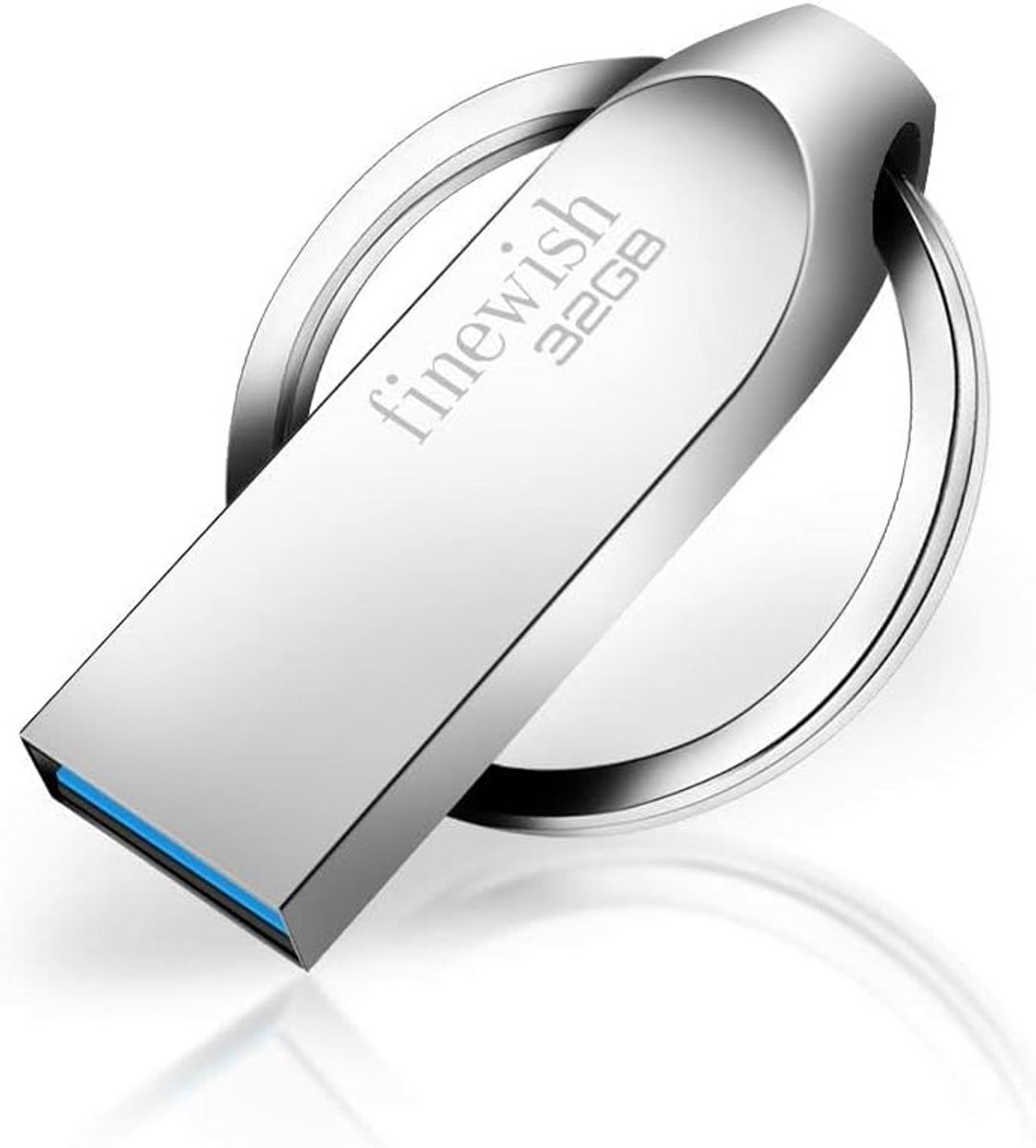 USB-stick 32GB 3.0 Zilver - Compacte Pen Drive met Sleutelhanger voor PC, Laptop, TV