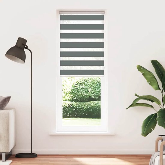 vidaXL Zebra rolgordijn 120x200 cm stofbreedte 115,9 cm donkergrijs