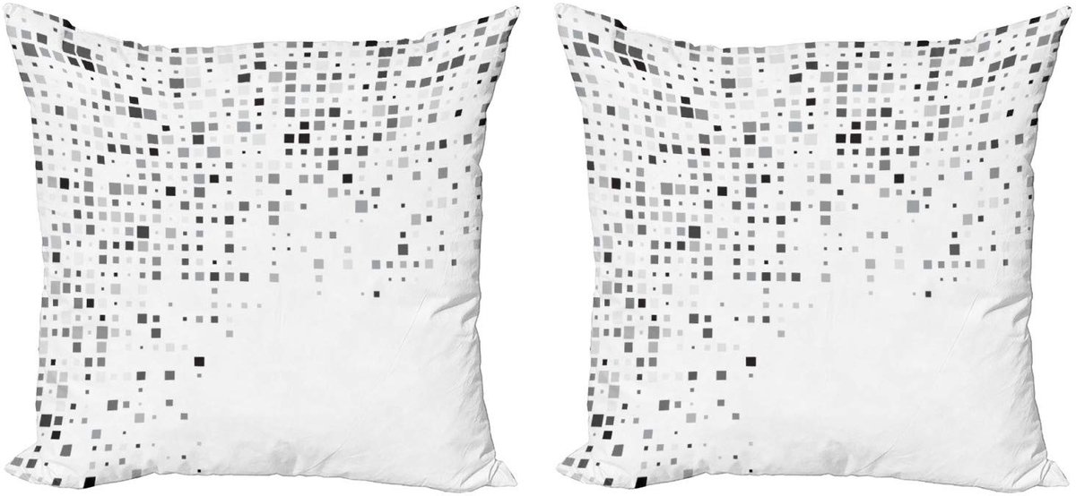 ABAKUHAUS Stralende Rechthoek Parallel – Kussenhoes Set 2x 40x40 cm – Dubbelzijdige Digitaaldruk – Rits – Ash Wit Asgrijs