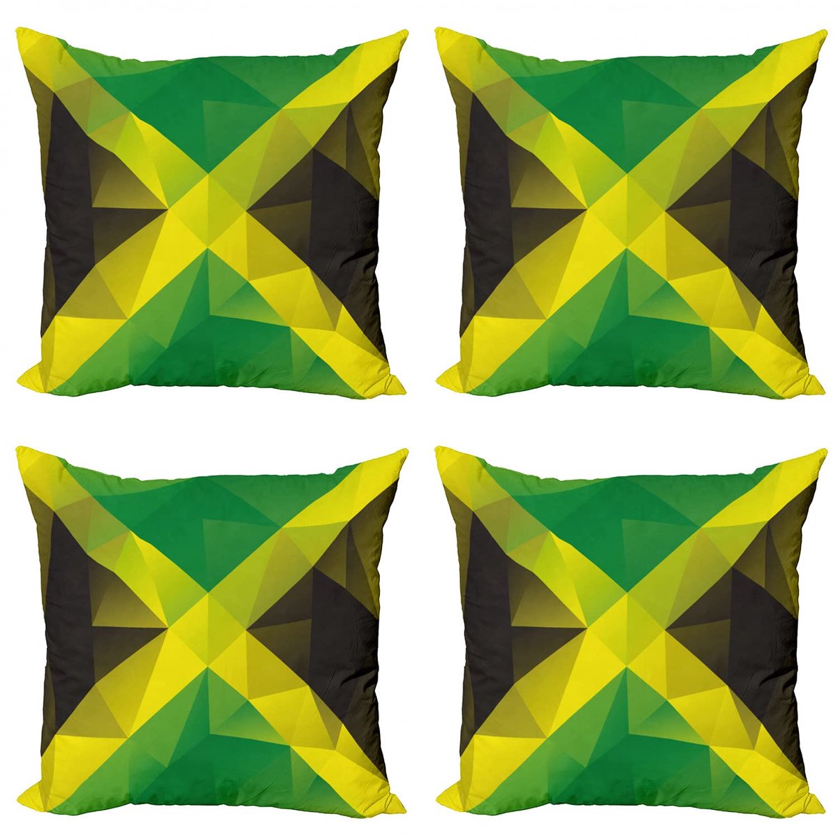 ABAKUHAUS Kussenhoes Set 60x60 cm – Driehoekige Vlagprint Geel