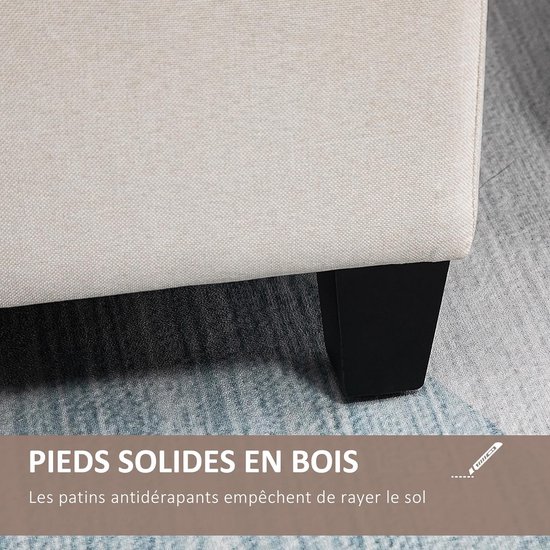 PINPLUS Opvouwbare Bouclé Ovale Opbergbank 110x38x38 cm, Gepolsterde Voetenbank voor Woonkamer en Slaapkamer, Wit