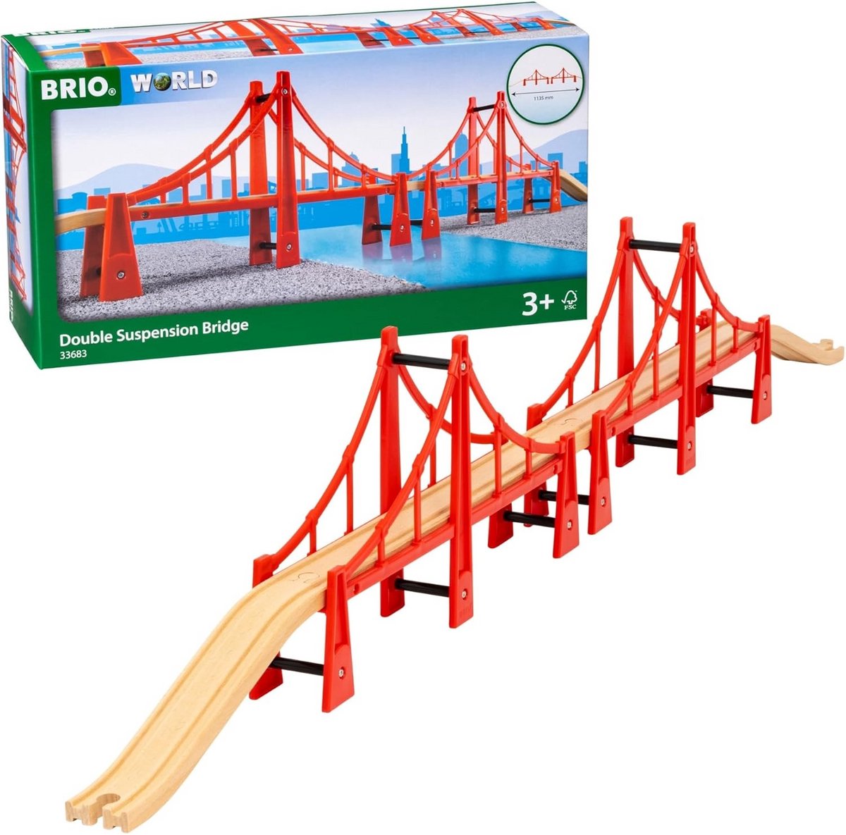 Lange Hoge Houten Brug voor Houten Treinbaan - Dubbele Spoorbrug