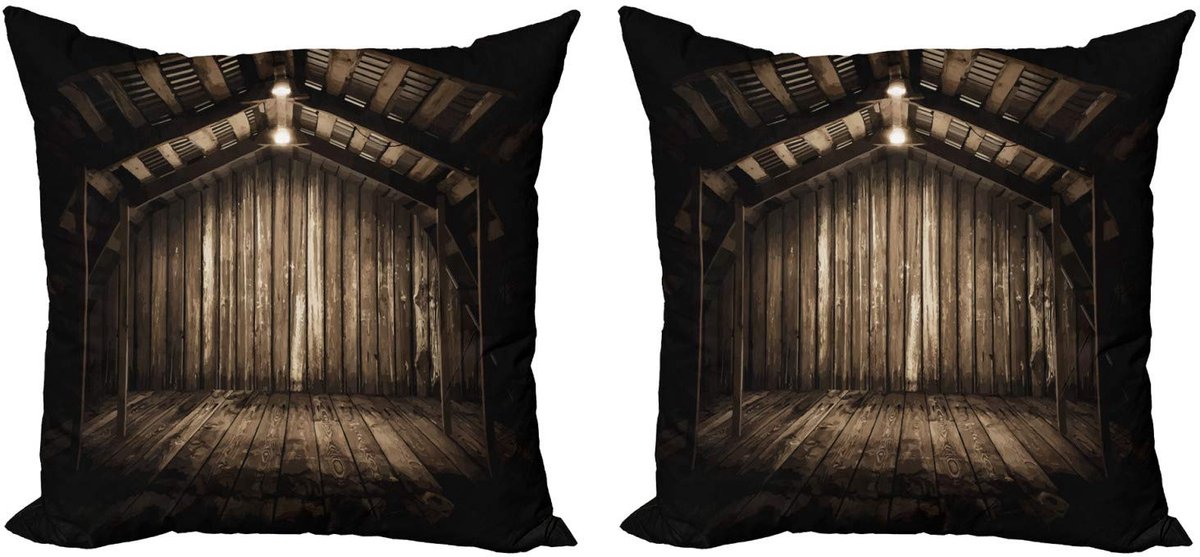 ABAKUHAUS Moderne kussenhoesenset – 2x45x45 cm – Donkerbruin – Dubbelzijdige bedrukking