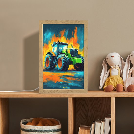 Nachtlampje 20x30 cm - Kinder lamp - Abstract - Tractor - Groen - Tafellamp kinderkamer - Slaapkamer lamp - Bedlamp kinderen - Kinderlampje stopcontact - Wandlamp babykamer - Nachtlampjes van Merkloos — afbeelding 3