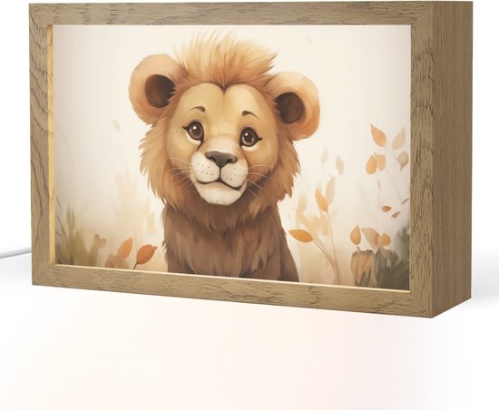 Lichtgewicht Houten Leeuwen Wandlamp Met Timer En Afstandsbediening – Perfect Voor De Slaapkamer
